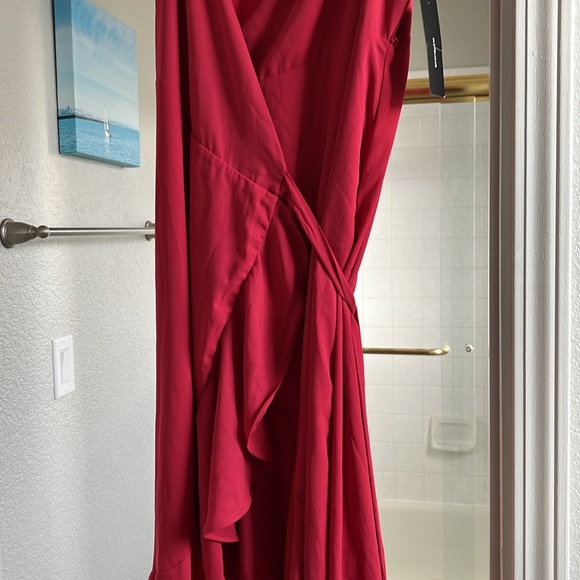 Fancy and fun! Red Wrap-around dress. Size L - Picture 6 of 8
